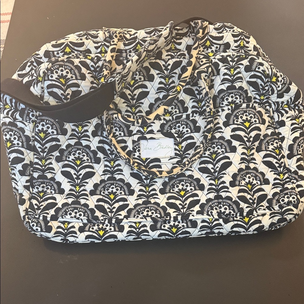 Vera Bradley Black and Yellow Patterned Travel Bag